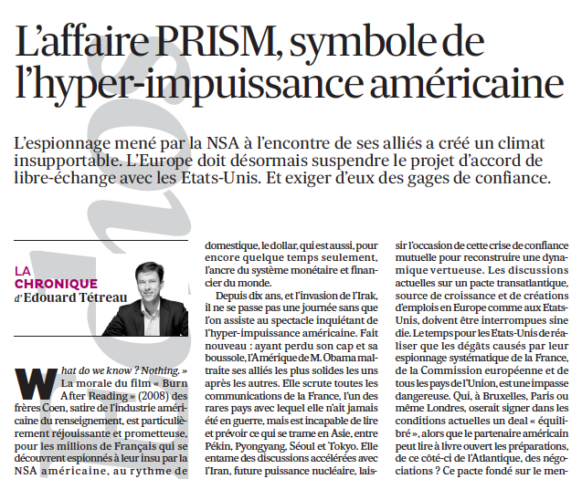 L’affaire PRISM, symbole de l’hyper-impuissance américaine