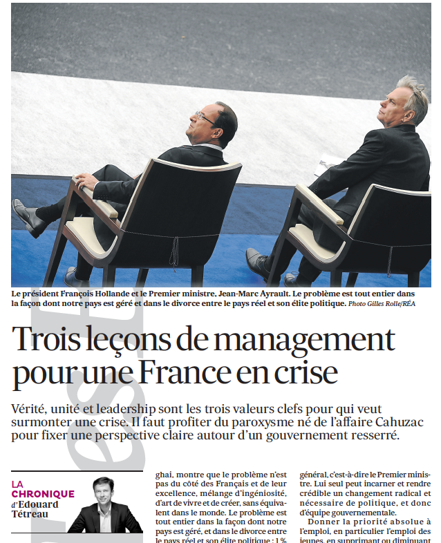 Trois leçons de management pour une France en crise