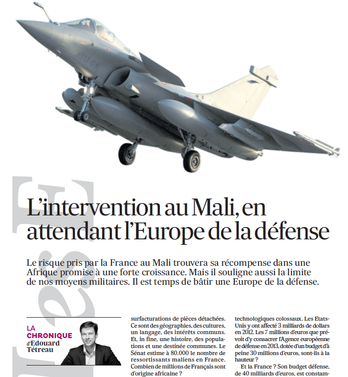 L’intervention au Mali, en attendant l’Europe de la défense