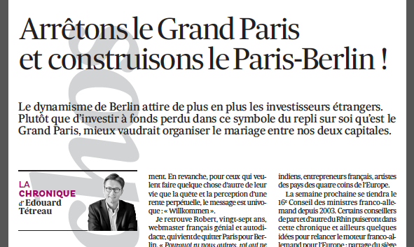 11-02-2014 Arrêtons le Grand Paris et construisons le Paris-Berlin !
